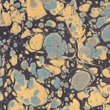 Hand Marbled Paper Stone Marble Pattern in Dark Blues and Gold ~ Berretti Marbled Arts